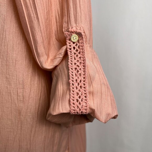 BANANA REPUBLIC Mauve Pintuck Cotton Silk Tunic Blouse Size Large Tall - Picture 8 of 8